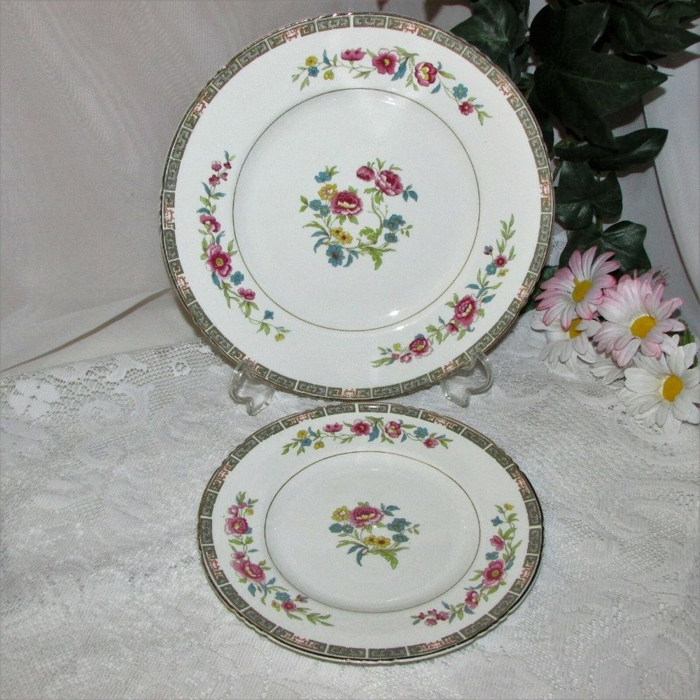 2 Vintage Plates Dinner & Salad John Maddock England Cottagecore Floral  Dishes